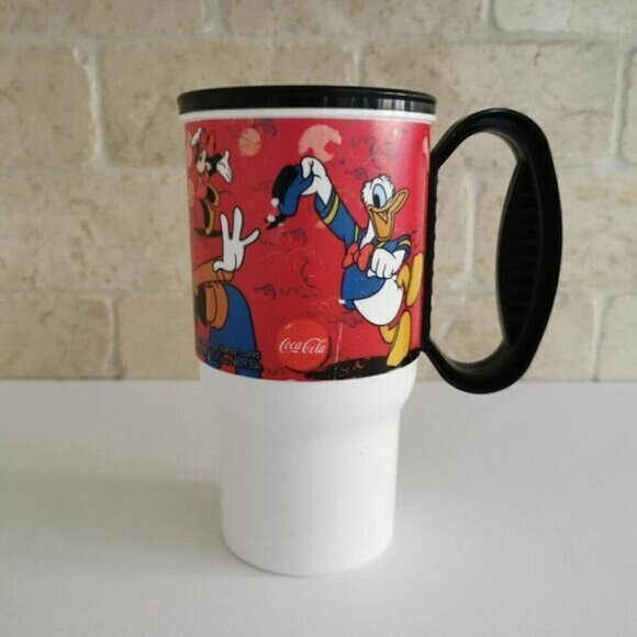Disney Parks Celebrate Today Plastic Travel Mug Red Mickey Fab 5 Black Handle - Picture 5 of 8